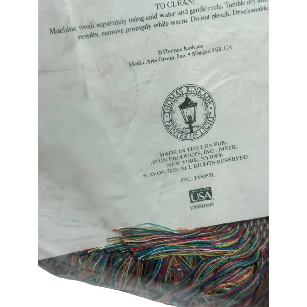 2002 Vintage Thomas Kinkade Tapestry Woven Throw Blanket Lamplight Bridge 50x60